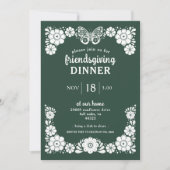 Groene Thanksgiving Friendsgiving Dinner Party Kaart (Voorkant)