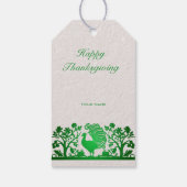 Groene Thanksgiving Turkije Bloemen Gift Label Cadeaulabel (Achterkant)