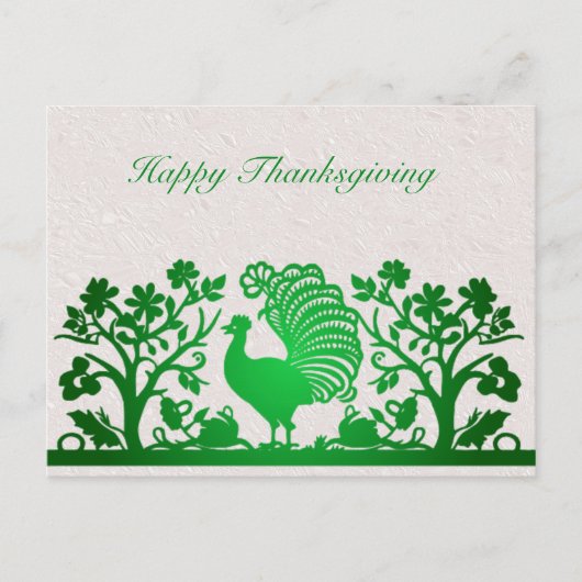 Groene Thanksgiving Turkije Floral Briefkaart (Voorkant)