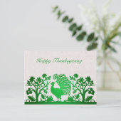 Groene Thanksgiving Turkije Floral Briefkaart (Staand voorkant)
