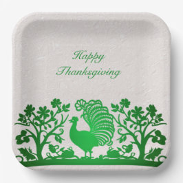 Groene Thanksgiving Turkije Floral Paper Bord