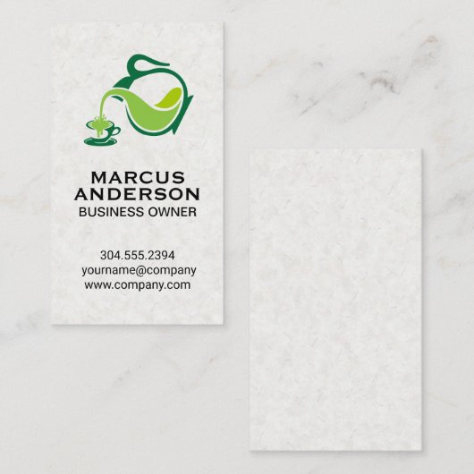 groene theepot | Japanse papierstructuur Visitekaartje (Voorkant / Achterkant)