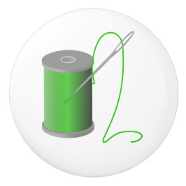 Groene thread met Naaldnaaiderdecor Keramische Knop