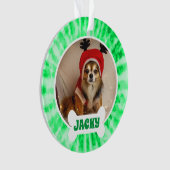 Groene Tie Dye Custom Puppy Dog Foto Ornament (voorkant)