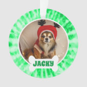 Groene Tie Dye Custom Puppy Dog Foto Ornament (voorkant)