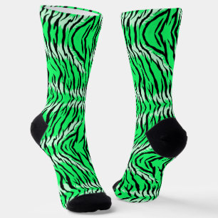 Groene Tijger Dier Huid Patroon Ontwerp Sokken