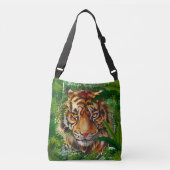 Groene tijger - Oerwoud Natuur in het wild Crossbody Tas (Voorkant)