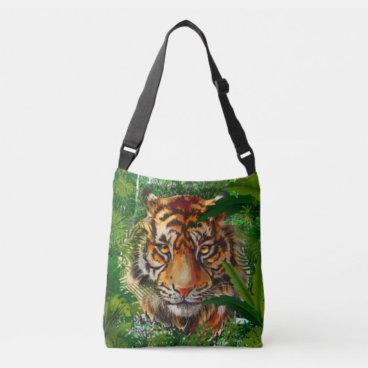 Groene tijger - Oerwoud Natuur in het wild Crossbody Tas (Voorkant)