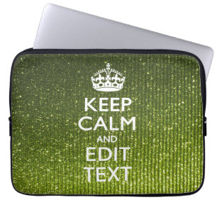 Groene tint Blijf kalm uw tekst Laptop Sleeve