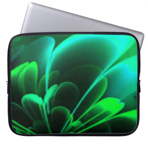 Groene tinten gestileerde bloem halve kroon laptop sleeve