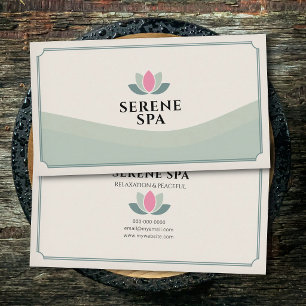 Groene Tinten Lotus Bloem - Spa Salon Visitekaartje