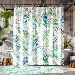 Groene tinten tropische palm bladeren patroon tapi douchegordijn