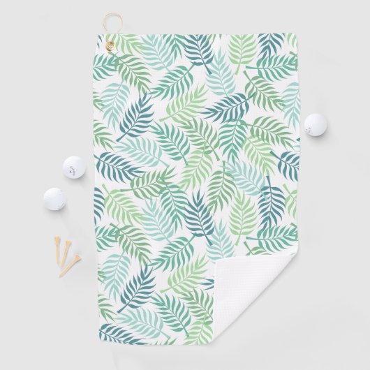 Groene tinten tropische palm bladeren patroon tapi golfhanddoek (Insitu)