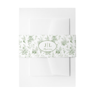 Groene Toile Bloemen Buikband voor Trouwen Uitnodigingen Wikkel