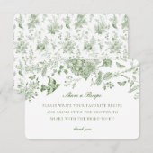 Groene Toile Bloemen delen Recept Uitnodiging Invo Informatiekaartje (Voorkant / Achterkant)