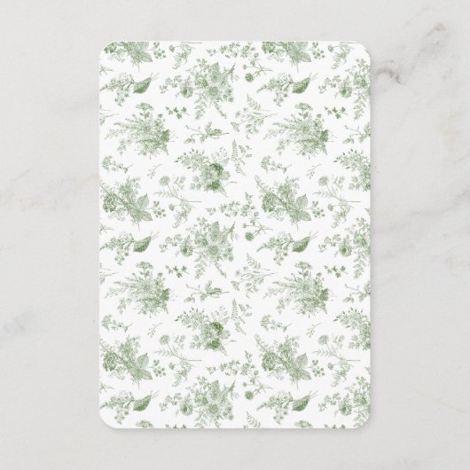 Groene Toile Bloemen Details Kaart Uitnodiging Inv (Achterkant)