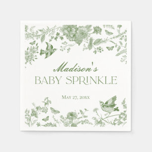 Groene Toile De Jouy  Bloemen Baby Sprinkle Servet