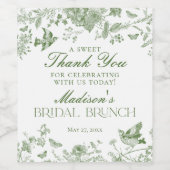 Groene Toile De Jouy Bloemen Bruids Brunch Favors Wijn Etiket (Enkel label)