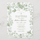 Groene Toile De Jouy  Bloemendoop Kaart (Voorkant / Achterkant)