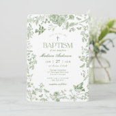 Groene Toile De Jouy  Bloemendoop Kaart (Staand voorkant)