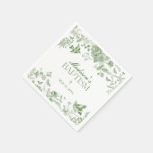 Groene Toile De Jouy Bloemendoop Servet (Hoek)