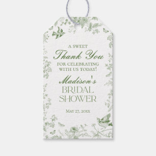 Groene Toile De Jouy Bloemige Bruiloft Favorieten Cadeaulabel