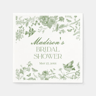 Groene Toile De Jouy Vintage Bloemige Bruidsdouche Servet