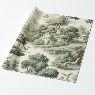 Groene toile dorfpatroon in Franse boerderijstijl Cadeaupapier