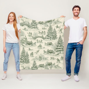 Groene Toile Kerst slee-rit patroon (3) Fleece Deken