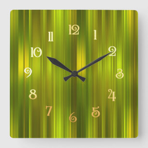 Groene Tone Stripes Vierkante Klok