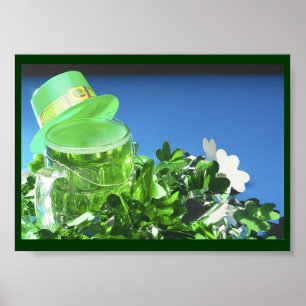 Groene top-hoed en groene bier - poster