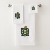 Groene tortoop op witte badhanddoekset bad handdoek (Insitu)
