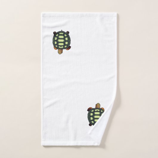 Groene tortoop op witte badhanddoekset bad handdoek (Handdoek)