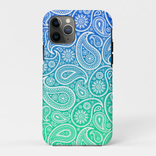 Groene tot blauwe witte paisley iPhone 11 pro hoesje