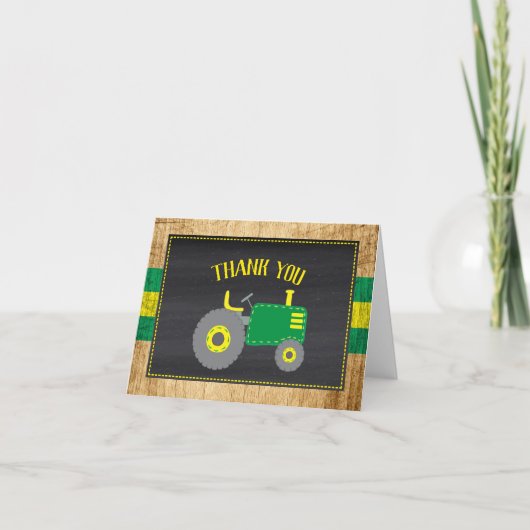 Groene Tractor Baby shower dank u kaart (Voorkant)