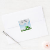 Groene Tractor Baby shower Envelope Seal Vierkante Sticker (Envelop)