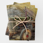 groene tractor Barn Kerstmis Inpakpapier Vel (In situ)