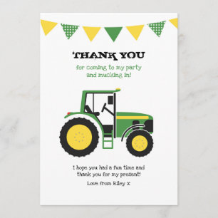 Groene Tractor Birthday Bedankt voor je briefkaart