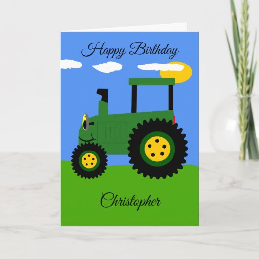 Groene tractor Birthday Card Kaart (Voorkant)