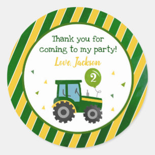 Groene Tractor Birthday Party Favor Stickers