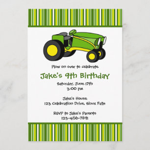 Groene Tractor Birthday Party-uitnodigingen Kaart