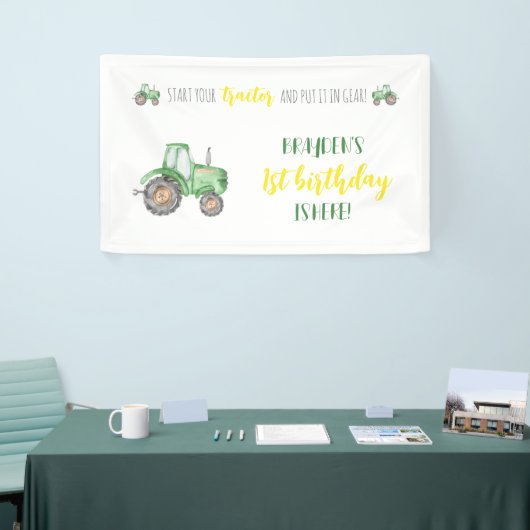 Groene tractor Boerderij Birthday Backdrop Spandoek (Beurs)