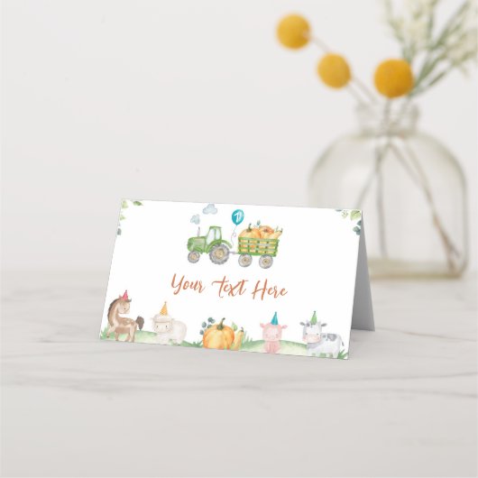 Groene Tractor Boerderij Dieren Verjaardag Plaats (Voorkant)