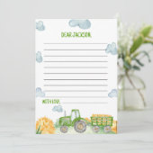 Groene Tractor Boerderij Tijd Capsule Nota Bericht Bedankkaart (Staand voorkant)