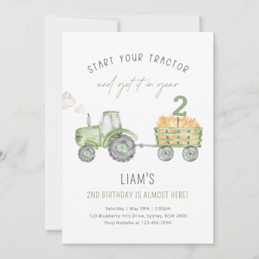 Groene tractor Boerderij Verjaardag Elke Leeftijd Kaart (Voorkant)