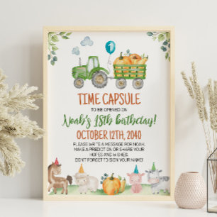 Groene Tractor Boerderij Verjaardag Tijd Capsule T Poster