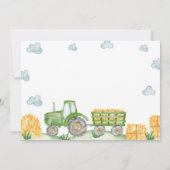 Groene Tractor Boerderij Verjaardagsfeestuitnodigi Kaart (Achterkant)