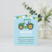 Groene Tractor Bunting Flags Boys Birthday Party Kaart (Staand voorkant)