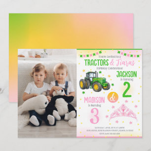Groene Tractor en Prinses Broers en Zusters Verjaa Kaart