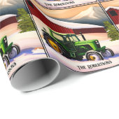 Groene Tractor en Rode Schuur Cadeaupapier (Rol Hoek)